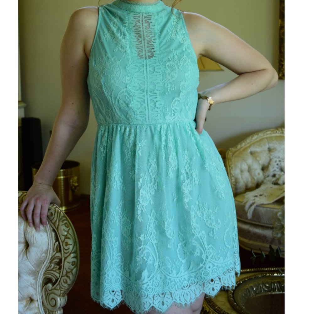 Teal Lace Dress